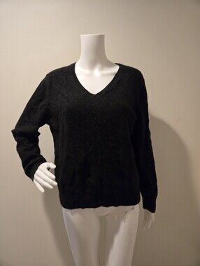 Quince Mongolian Cashmere V-Neck Sweater Black XL